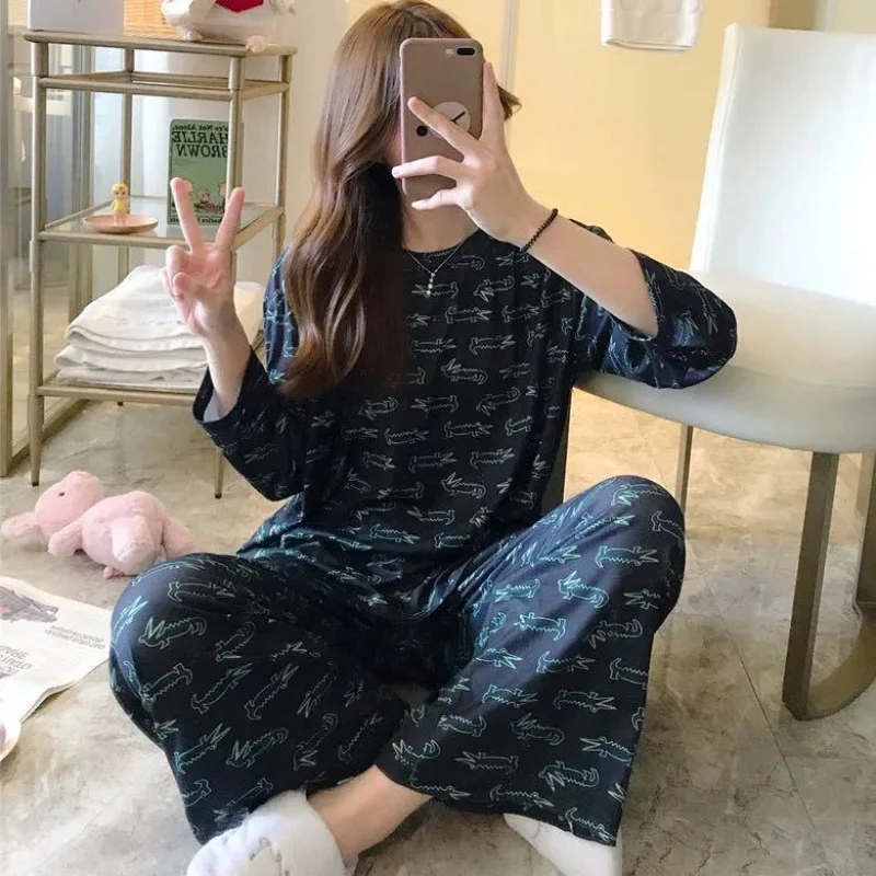 Милая мультяшная Повседневная Домашняя одежда модная женская для сна костюм с