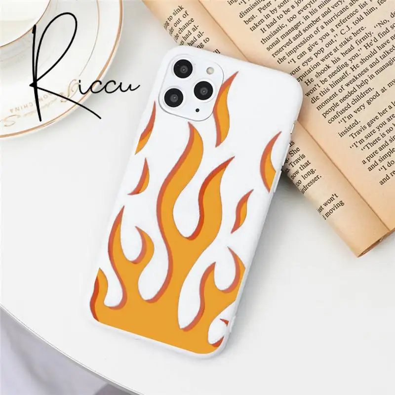 fashion flame pattern phone case for iphone 12 pro max mini 11 pro xs max 8 7 6 6s plus x 5s se 2020 xr candy white silicone free global shipping