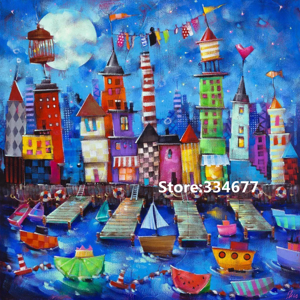 

Happy Harbor Painting Cartoons house Cross Stitch Kits Needlework Embroidery Crafts 14ct Unprinted DIY Arts Handmade Home Decor