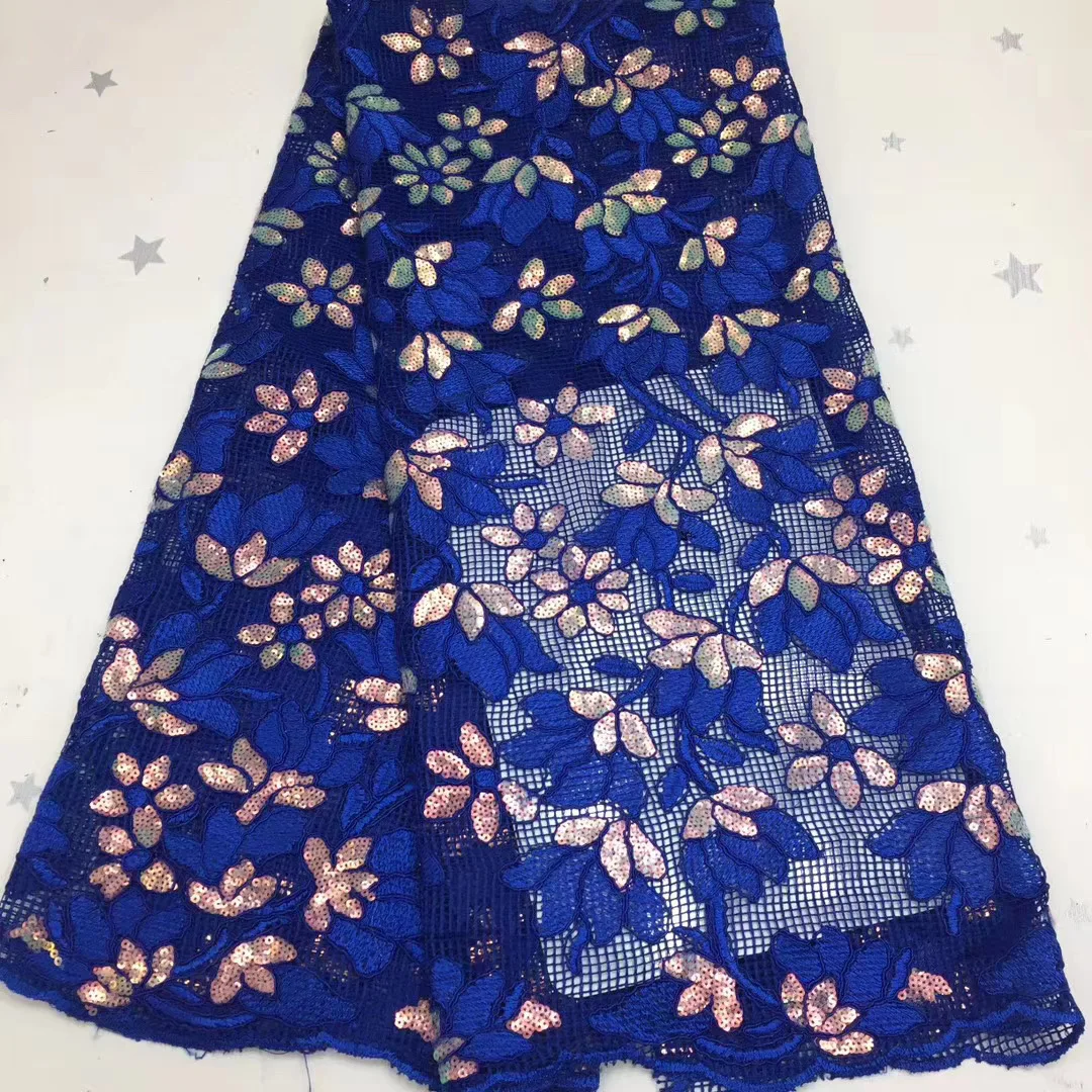 

2021 New Nigeria African Lace Fabric High Quality French Embroidered Tulle Lace Fabric Sequins D41681