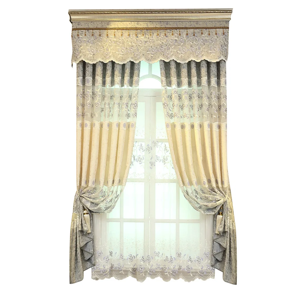 

European-style Curtains for Living DiningRoom Bedroom Fresh Stitching Hollow High-precision JacquardCurtain ProductCustomization