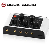 douk audio ultra low noise stereo 4 channel audio mixer portable line mixing for club bar live studio recording headphone out