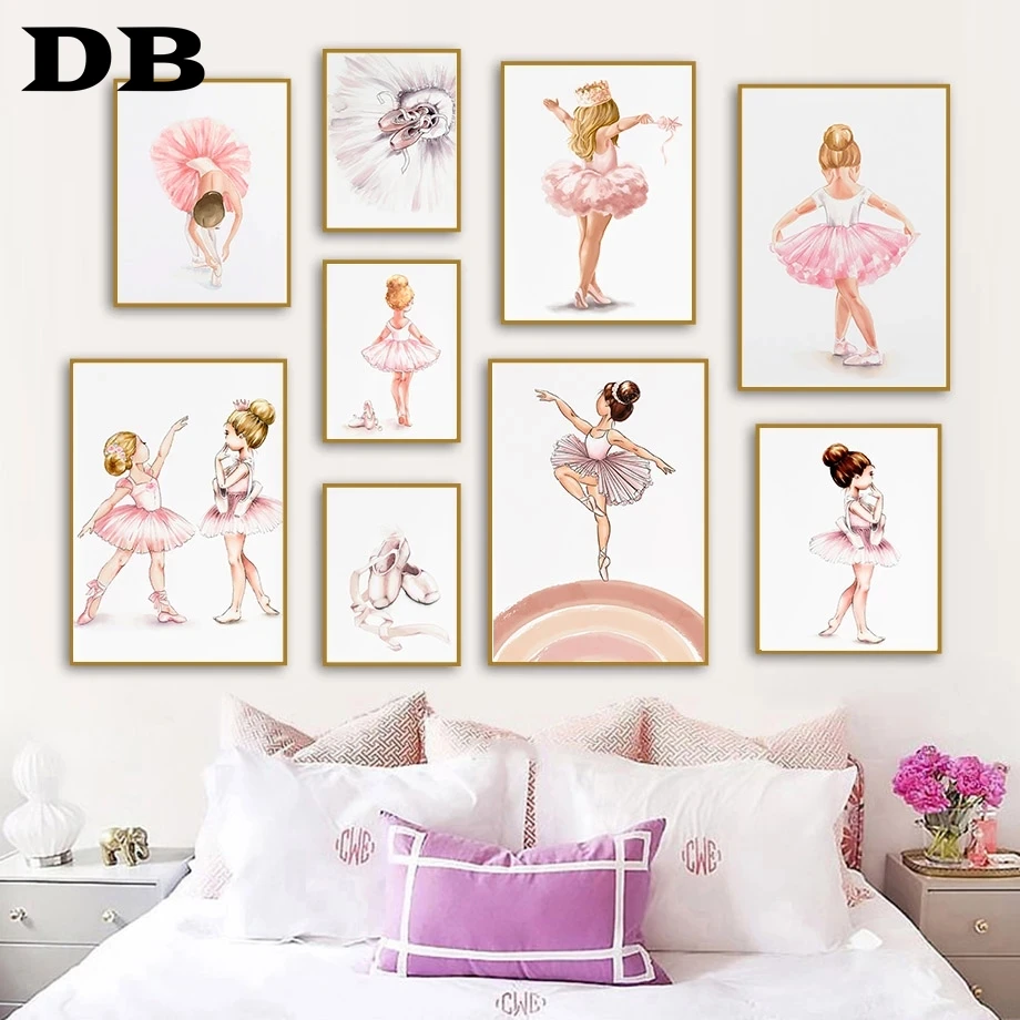 

Ballet Girls Shoes Princess Crown Rainbow Love Wall Art Canvas Painting Nordic Posters And Prints Wall Pictures Kids Room Decor