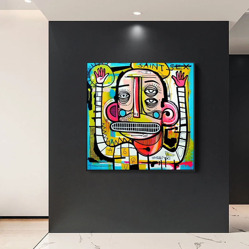 Абстрактная Картина на холсте с граффити настенные постеры и принты красочная