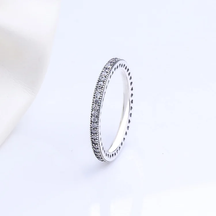 

100% 925 Sterling Silver Pan Ring New Single Row Classic Retro Ring For Women Wedding Party Fashion Jewelry