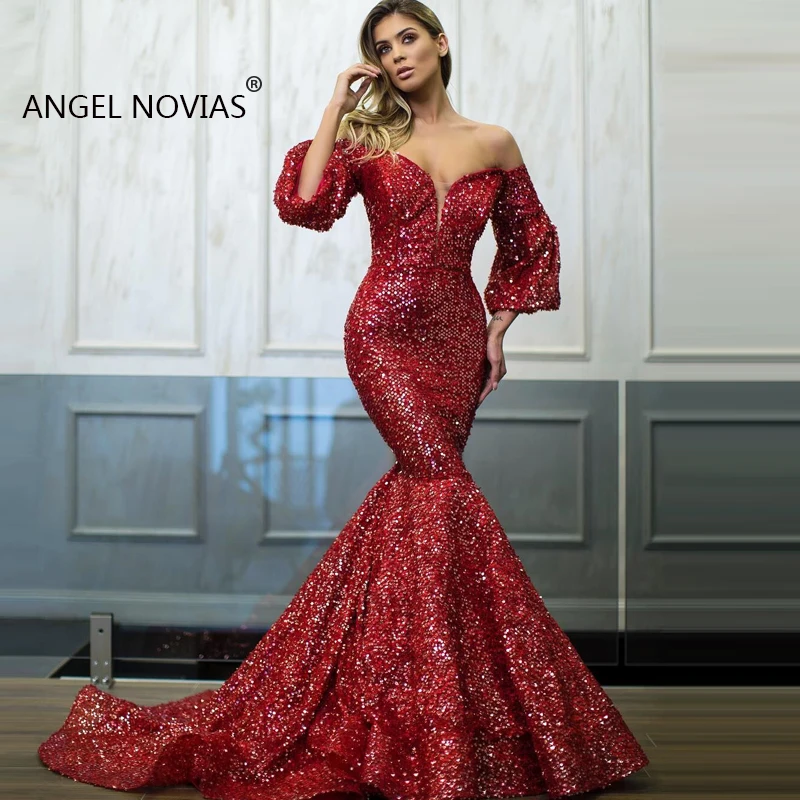 

Long Mermaid Burgundy Abendkleider Arabic Lace Evening Dress 2019 Saudi Arabia Moroccan Sexy Formal Vestido De Festa Longo