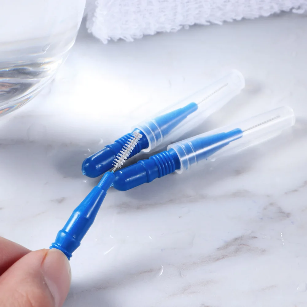 

ROSENICE 50pcs Orthodontic Oral Care Interdental Brush Toothpick Between Teeth Brush Kit (Blue and Red)