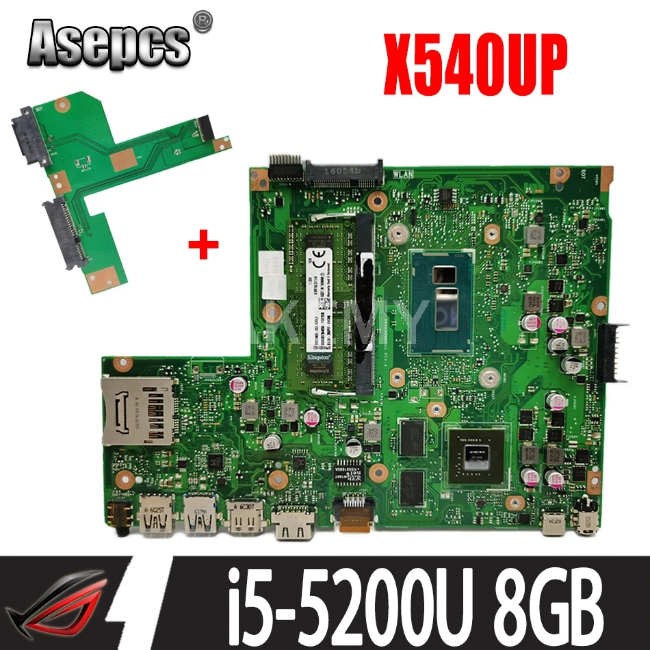 

Akemy laptop Motherboard X540UP X540U A540U R504U Mainboard W/ i5-5200U 8GB RAM DDR3 GT920M GPU Free HDD board