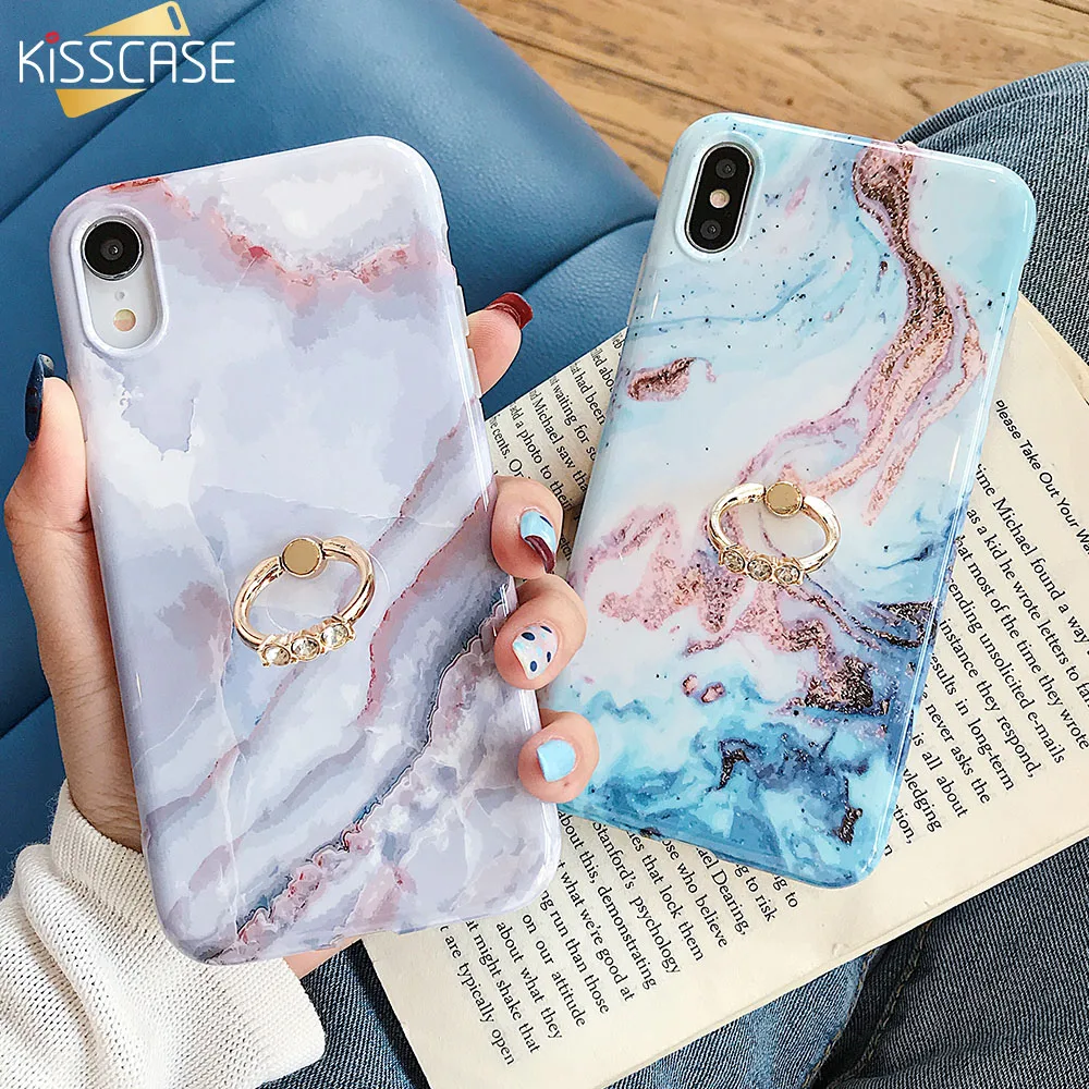 KISSCASE мраморный чехол для телефона iPhone XR XS MAX X 7 8 Plus петля палец кольцо чехлы 6S 6