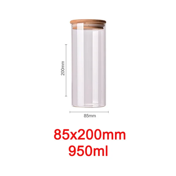 85x200mm Стеклянная бутылка для хранения пищевых продуктов канистра для кухонных контейнеров банка с крышкой коробки специй Чай вакуумные крышки сахара миска-контейнер - Цвет: 85x200mm