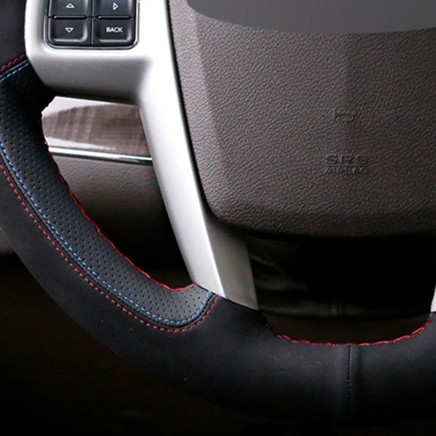 

LQTENLEO Black Leather Suede Car Steering Wheel Cover For Chrysler 300C 200 Grand Voyager 2010-2014 Lancia Flavia 2010-2018