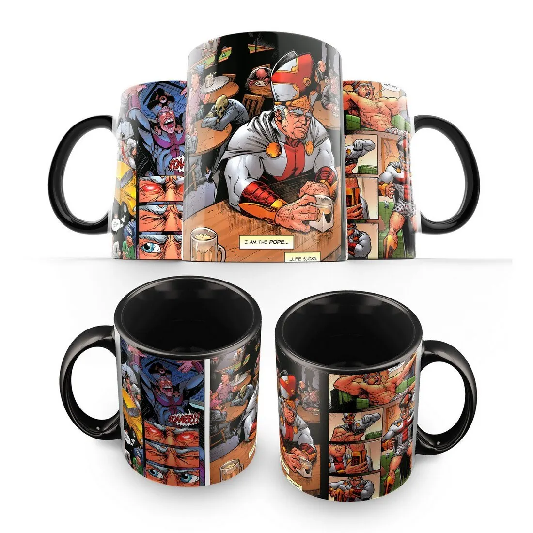 Кружка: Battle Pope comics(батл поп комикс марвел ди си marvel dc человека паук железный