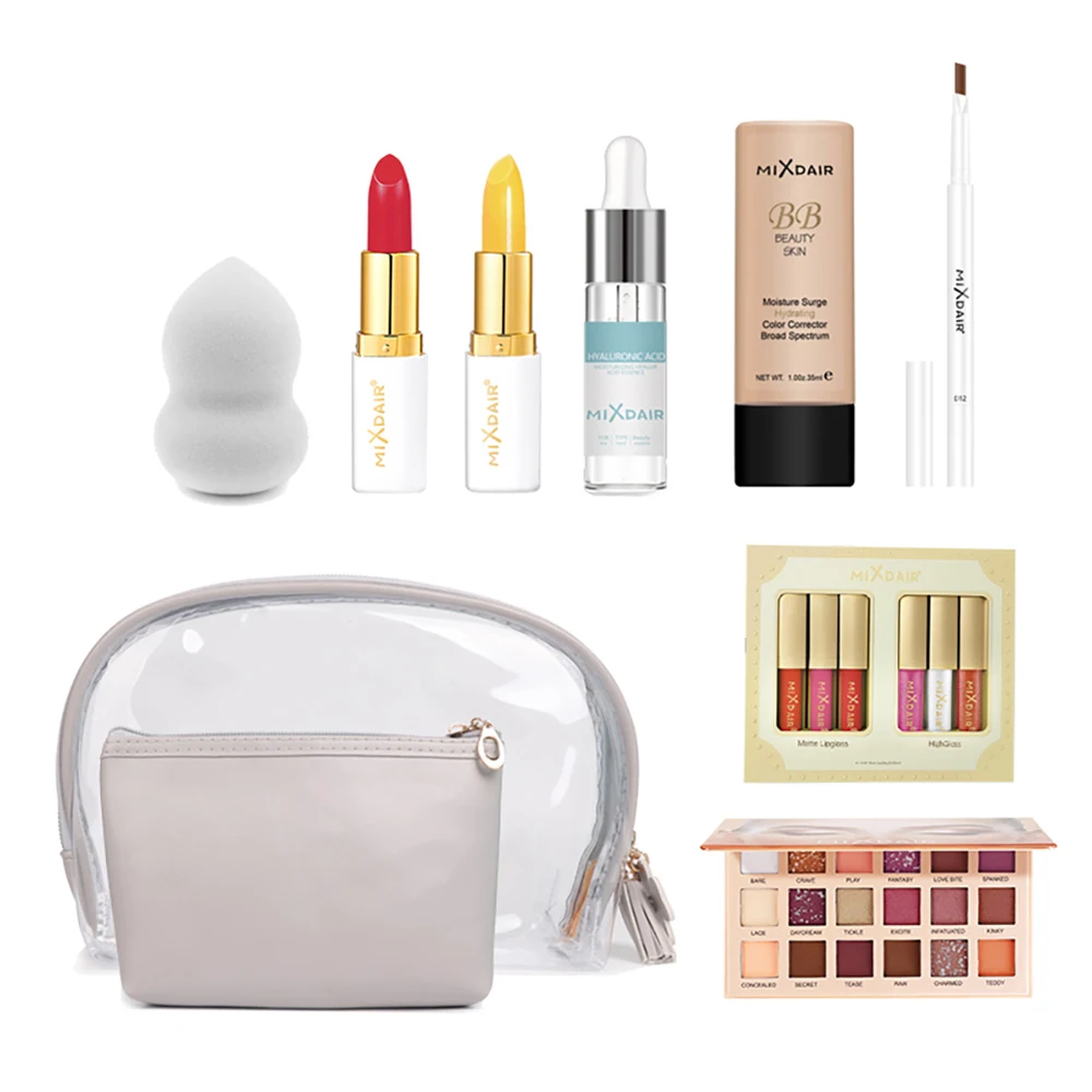 9 шт. профессиональный набор для макияжа Тени век Матовая губная помада Бальзам