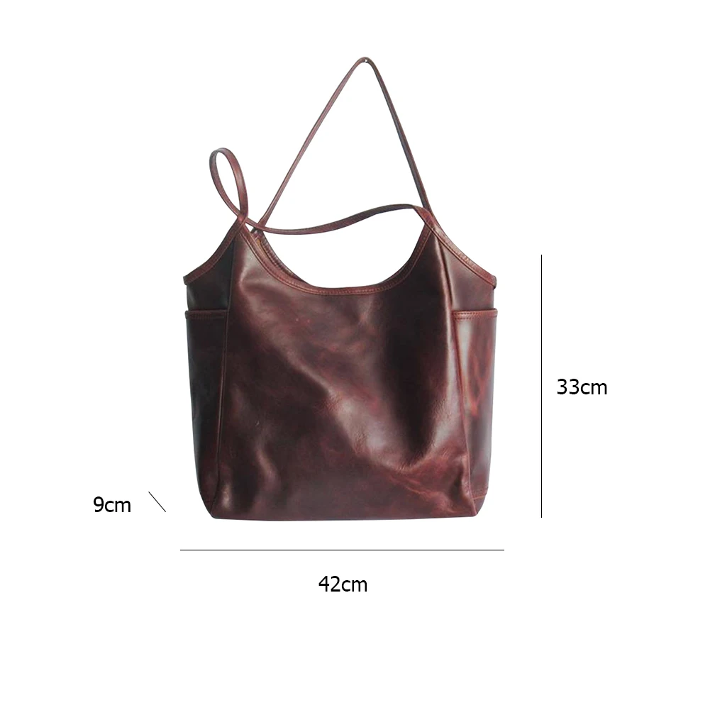

Women Solid Large Capacity Shoulder Tote Bag Handbag PU Leather Top-handle Pouch Fashion Exquisite Shopping Bag