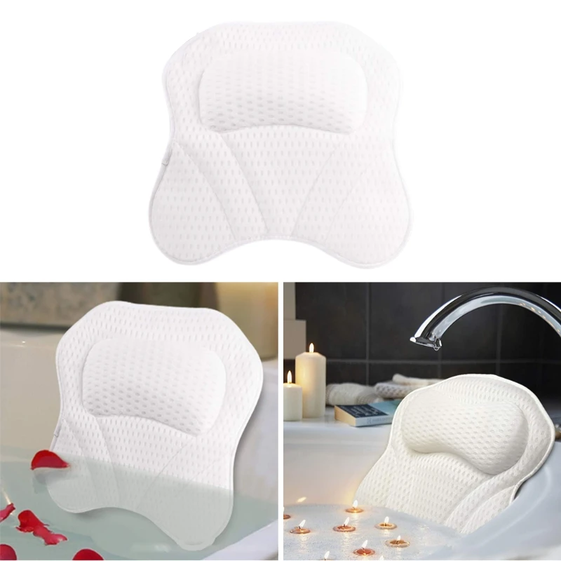 

Soft Bath Tub Pillow with Neck Shoulder Back Support Bathtub Pillow Air Mesh 6 Strong Suction Cups Bath Accessories