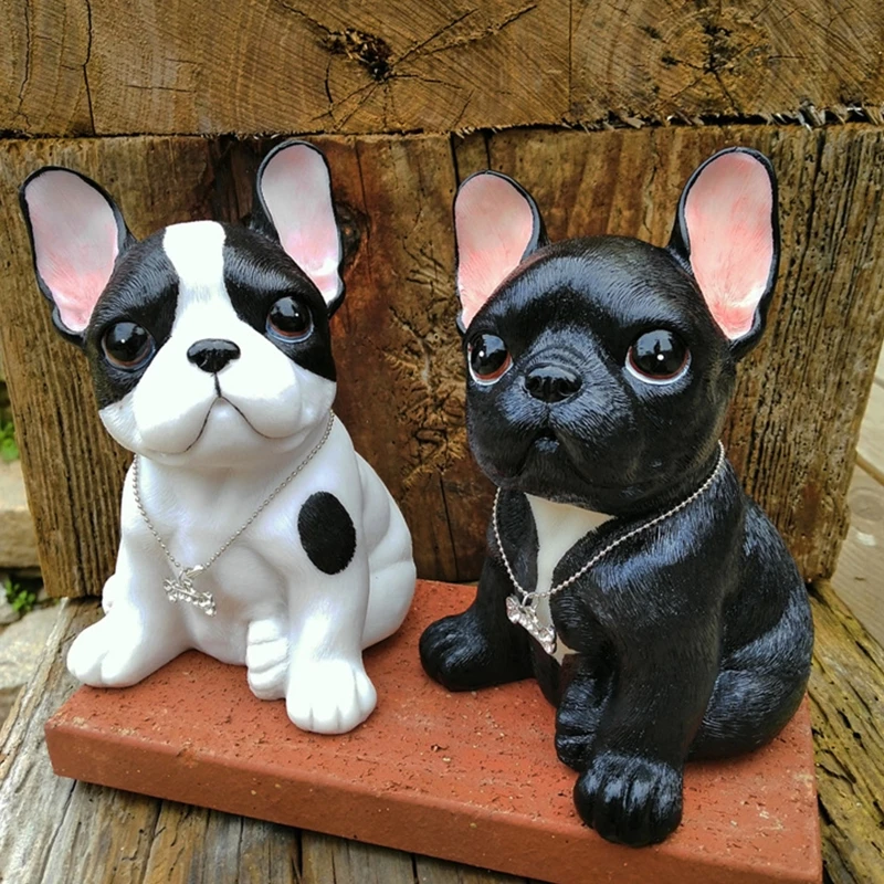Симпатичная Фигурка французского бульдога щенка из смолы скульптура животного