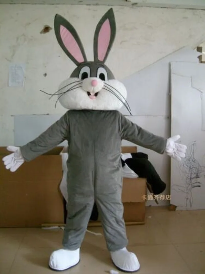 Костюм талисман с серым кроликом для косплея пушистые костюмы вечерние игры