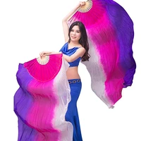 real silk fans veil belly dance veil fans bamboo handmade dyed performance long fan dance customized 1 2m 1 5m 1 8m