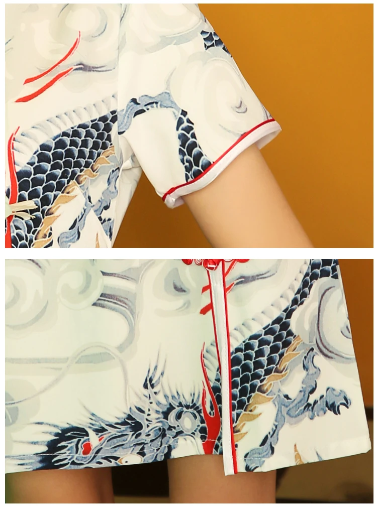 SWEETXUE китайское платье для женщин Cheongsam Современные вечерние платья с животным принтом Тонкий Сплит Пряжка китайский воротник Qipao платье
