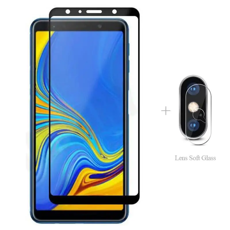 Закаленное стекло с полным покрытием и защитная пленка для камеры Samsung Galaxy A8 2018 A 8