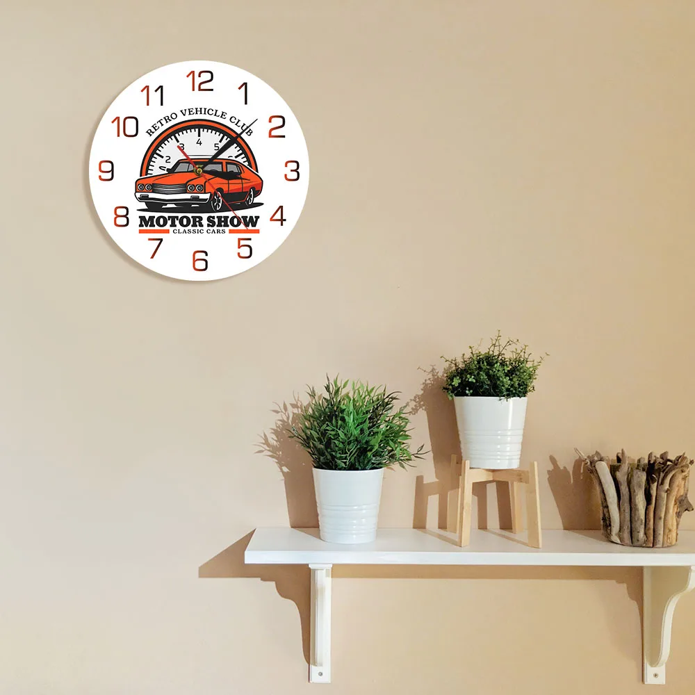 Ретро автомобиль клуб декоративные настенные часы моторное шоу транспорт стены