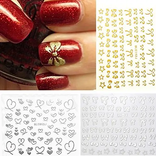 Самые популярные 3D накладные ногти с бантом сердцем декоративные наклейки для