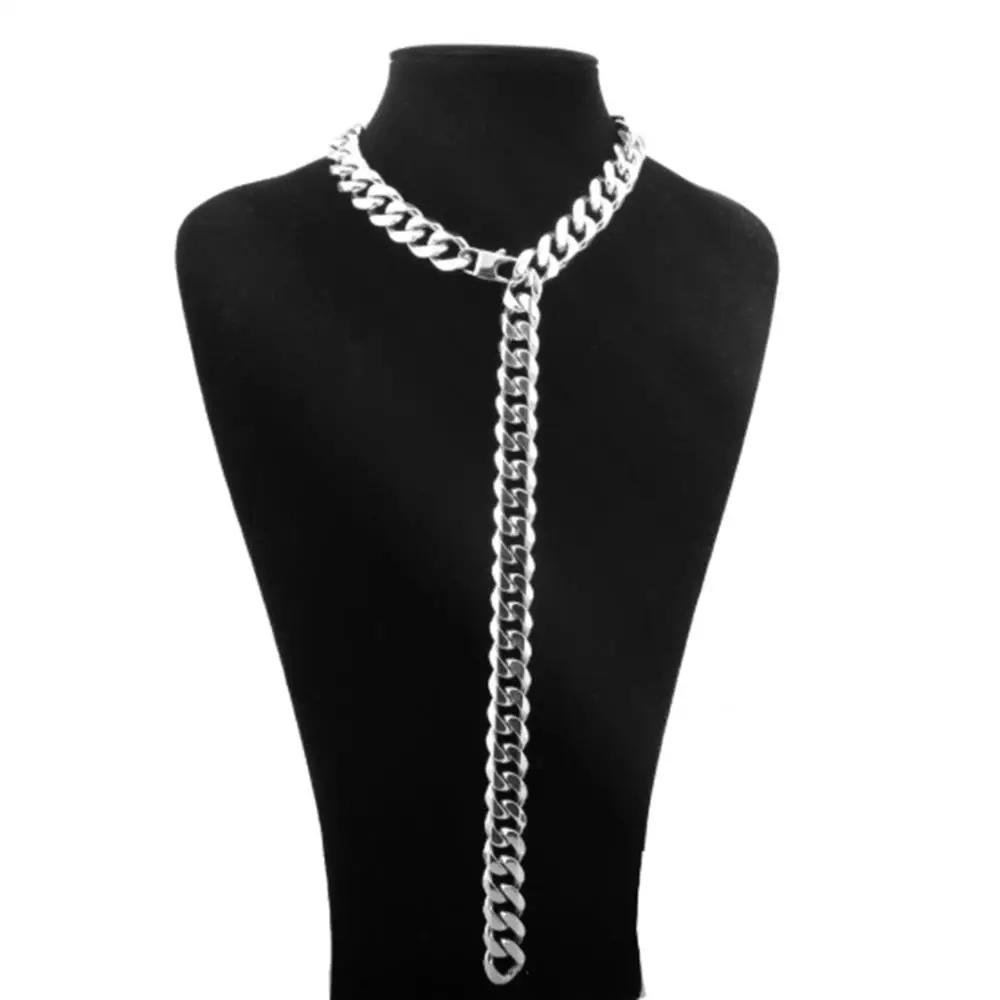 

10-19MM Xxxtentacion Adjustable Choker Tail Hip Hop Rapper Silver Color Cuban Link Chain Stainless Steel Necklace For Men Women