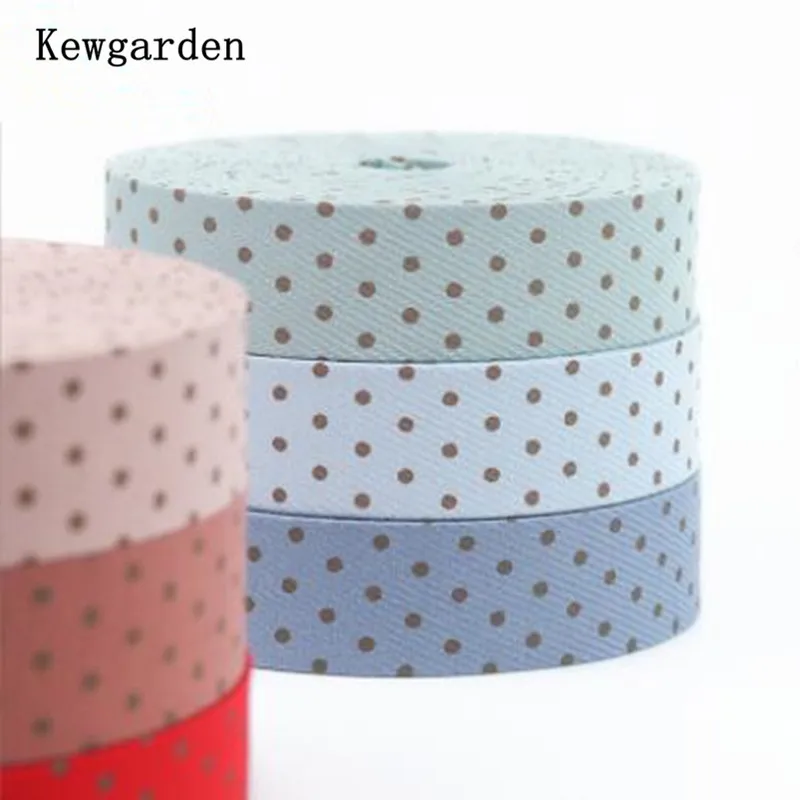 

Kewgarden Printed Dots Layering Cloth Ribbon 1" 2" 10mm 25mm 50mm Handmade Tape Crafts DIY Hair Bows Accessories 11 Yards