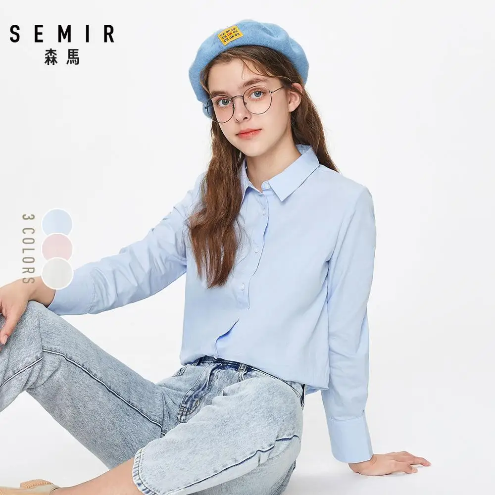 SEMIR хлопковая блуза с длинным рукавом для женщин 2020 Весенняя Новинка простой