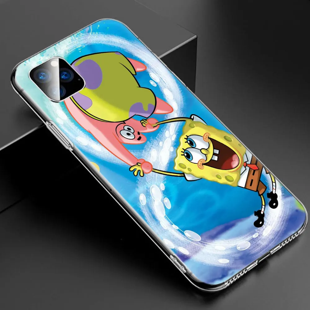 004 Милый мягкий силиконовый прозрачный чехол с губкой Бобом для Apple iPhone 11 Pro XS Max X XR 6 6s 7 8 Plus 5 5S SE Модный чехол - Color: 004