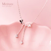 modian double clear swing cz butterfly insect classic necklace pendants for women real 925 sterling silver fine jewelry bijoux