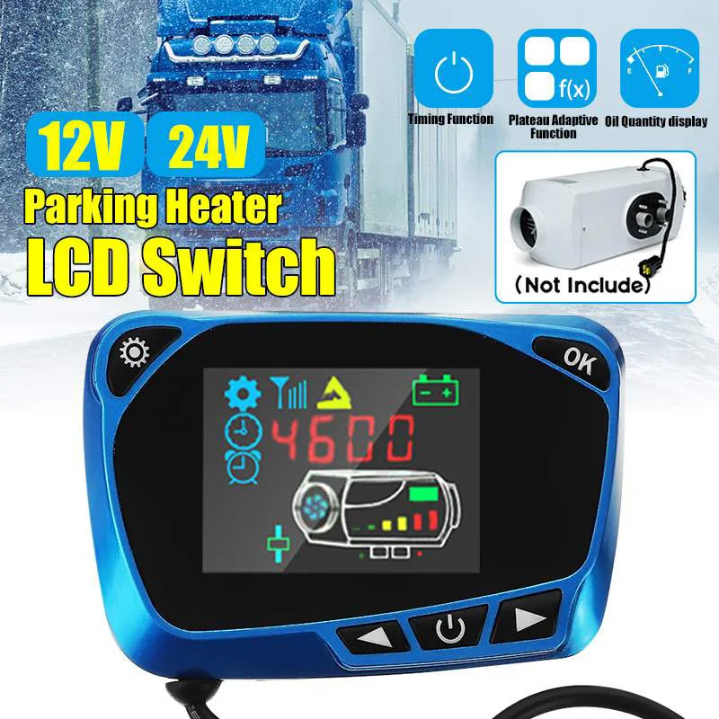 12V / 24V Синий ЖК дисплей монитор стояночный отопитель выключатель Универсальный