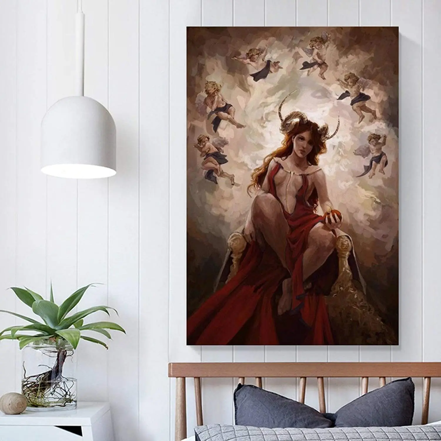

Lilith and The Seven Deadly Sins Vintage Mythological Oil Painting Canvas Wall Art