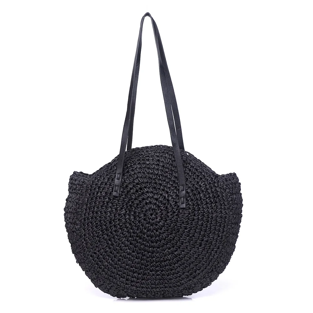 Соломенные сумки для женщин 2020 вместительные круглые пляжные на плечо складная
