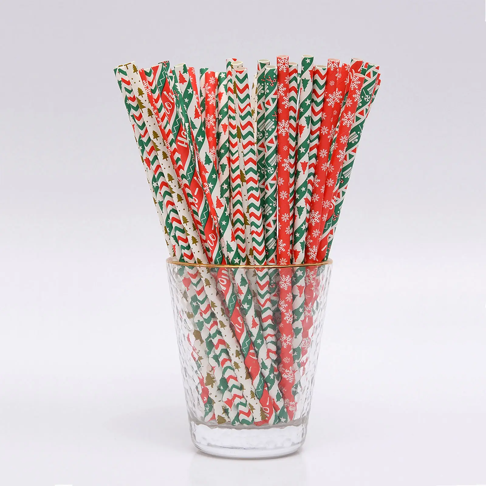 

Multicolor Christmas Paper Straws Christmas Decor Decorative Drink Tube for Christmas Celebration Restaurants Wedding