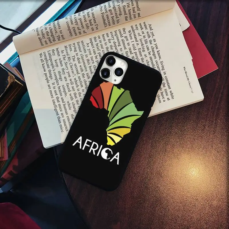 

Africa Map Geography Painted Phone Case for iPhone 11 12 pro XS MAX 8 7 6 6S Plus X 5S SE 2020 XR Soft silicone