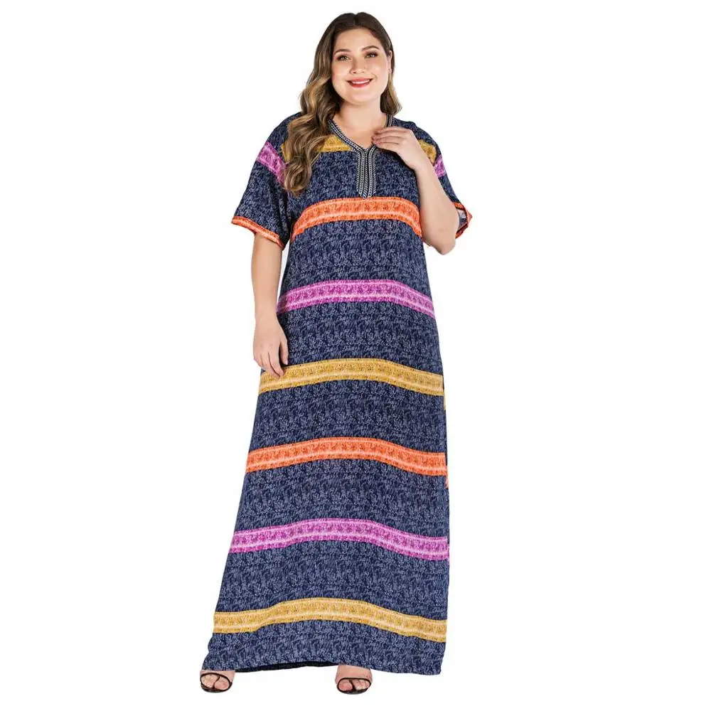 2020 размера плюс в полоску печати бохо платье для женщин Летняя туника с коротким