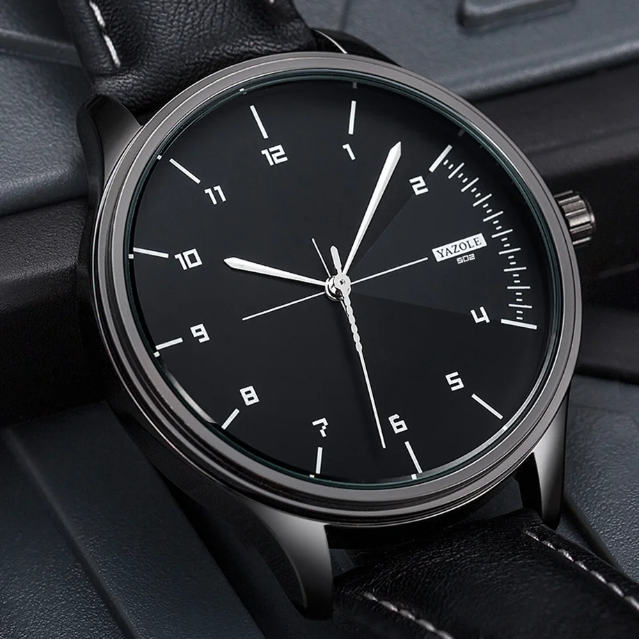 Мужские наручные часы с кожаным ремешком водонепроницаемые | Наручные