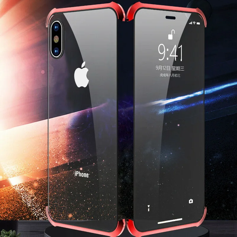 Безрамный 360 Полный чехол Магнитный для телефона iPhone XR XS MAX Роскошный
