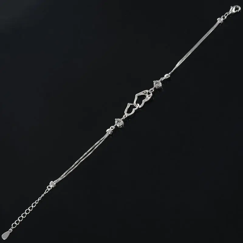 Браслет женский с серебряным покрытием браслет гравировкой I love U 16 + 4 см