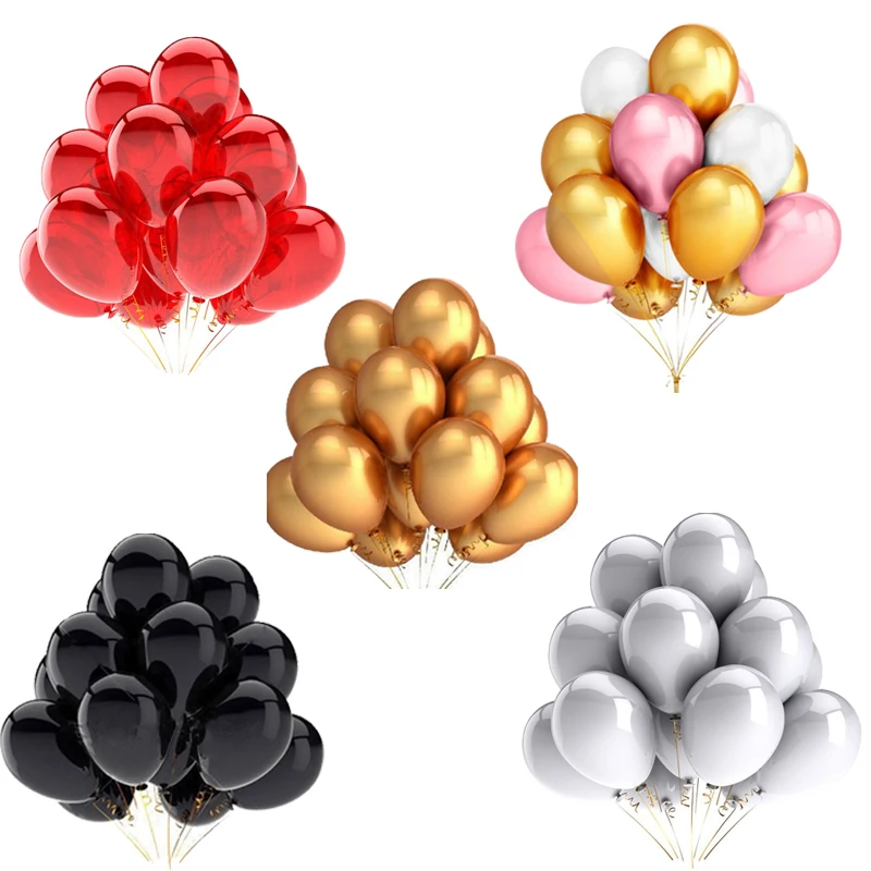 20 шт. золотые белые черные розовые латексные воздушные шары для дня рождения
