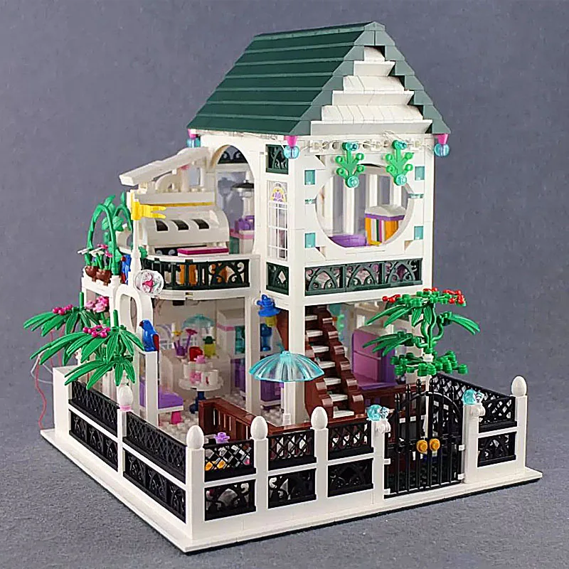 

City Street View Model Bricks Romantic House Modular Creator Expert MOC Model Building Blocks With Light Bricks Gifts Toys