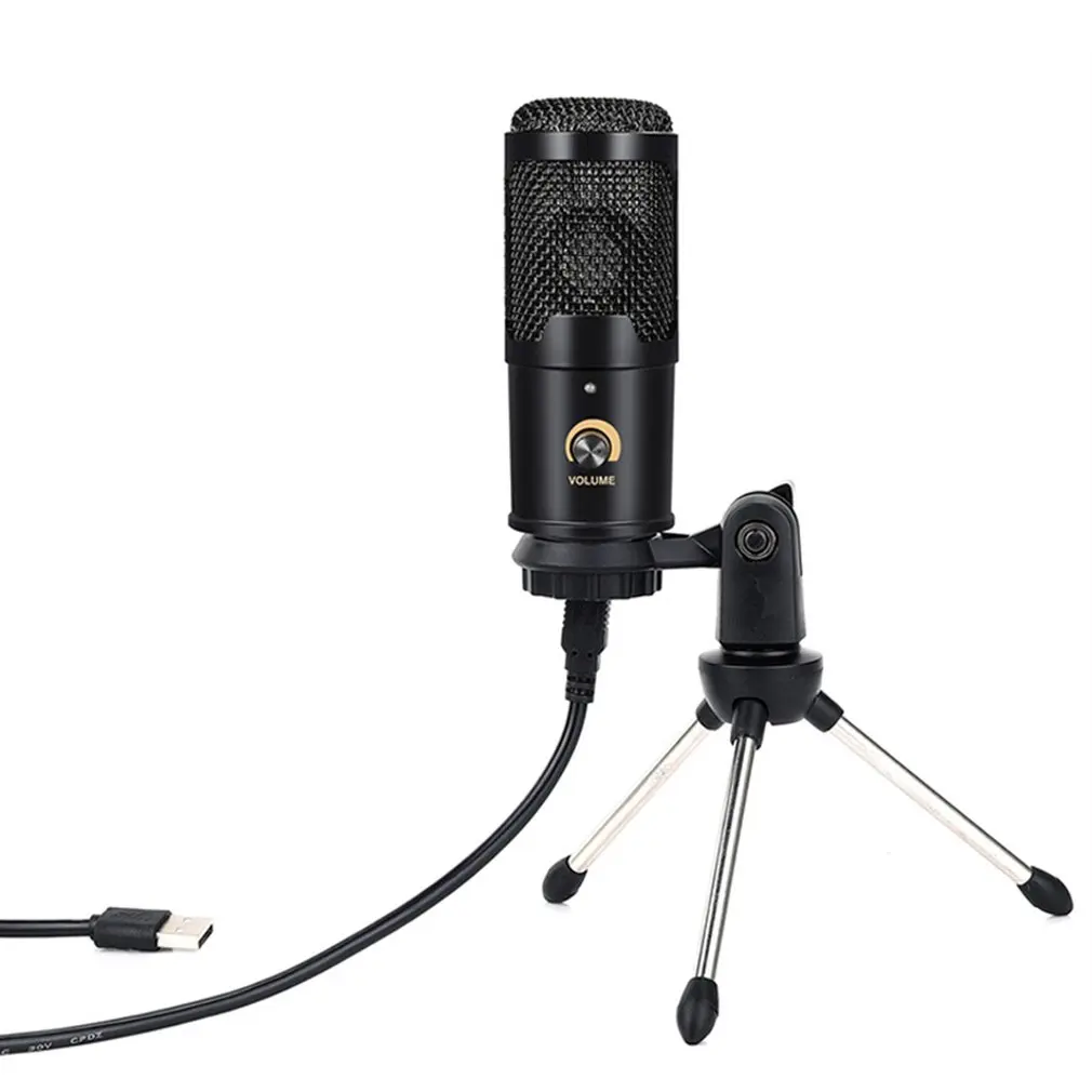 

USB Condenser Microphone Computer Vedio Recording Mic With Tripod Intelligent Noise Reduction Stereo Condenser Recording