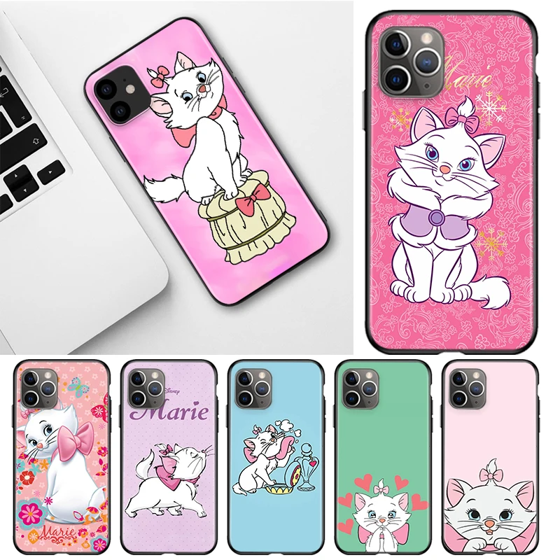 

Black Soft Cover Disney cute Marie Cat For Apple iPhone 13 12 11 SE XS XR X 7 8 6 5 S mini Plus Pro MAX 2020 Phone Case