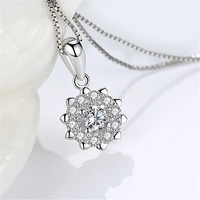 romantic luxury flower pendant necklace fashion exquisite sunflower inlay zircon pendant sweet lady engagement jewelry necklace