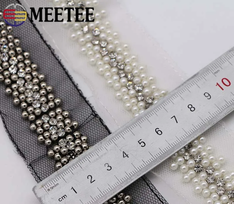 2 ярда жемчужные кружева отделка сетка стразы лента ткань сделай сам свадебное