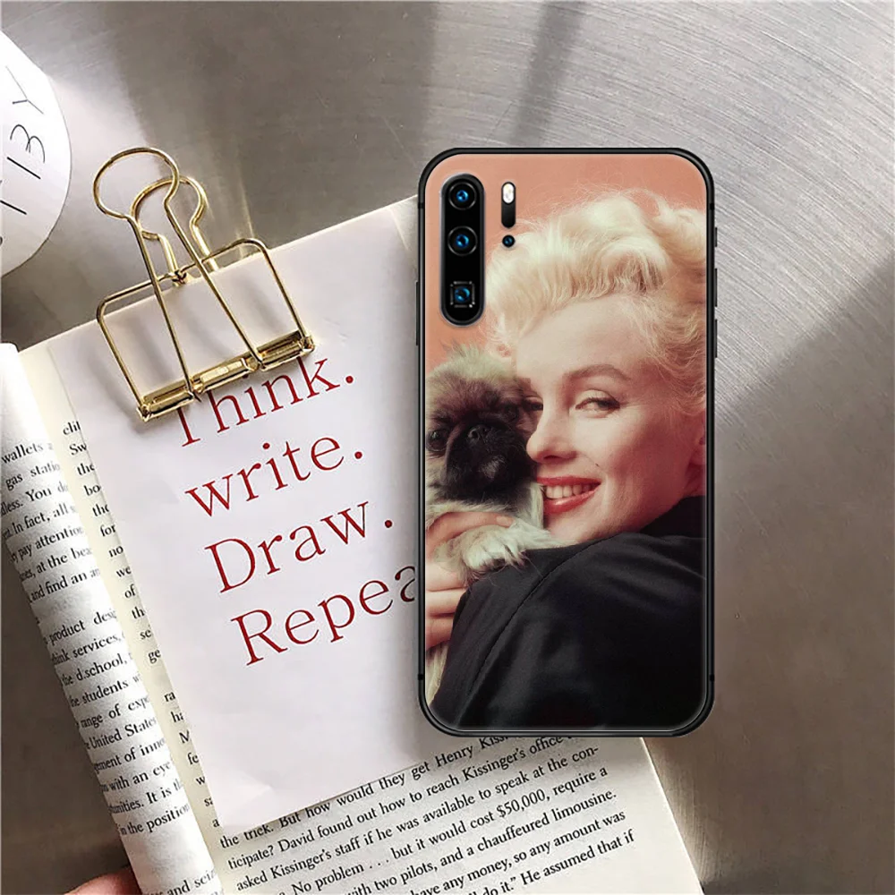 

Marilyn Monroe Phone Case Cover For Huawei Mate P 10 20 30 40 Lite Pro Smart Z 2019 Black Shell Prime Tpu Black Etui Cover 3D