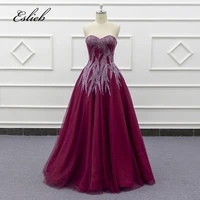 red evening dress sleeveless o neck ball gown elegant dress with short train for party quick shipping