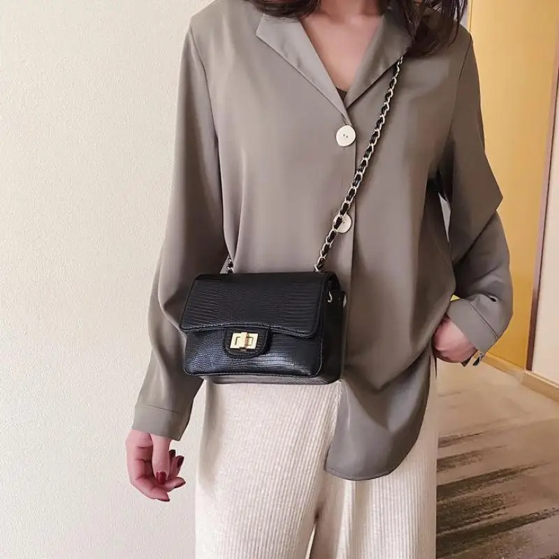 

Women Shoulder Bag 2020 New Korean Wild Handbag Vintage Square Messenger Bag Fashion Tide Chain Women Crossbody Bag B807
