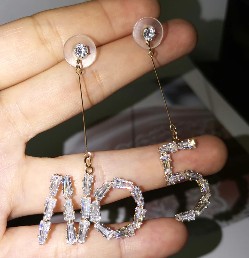 Женские серьги подвески с кристаллами свадебные вечерние ювелирные